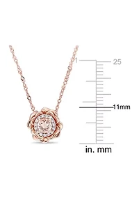 1/3 ct. t.w. Morganite and 1/10 ct. t.w. Diamond Halo Flower Pendant with Chain in 10k Rose Gold