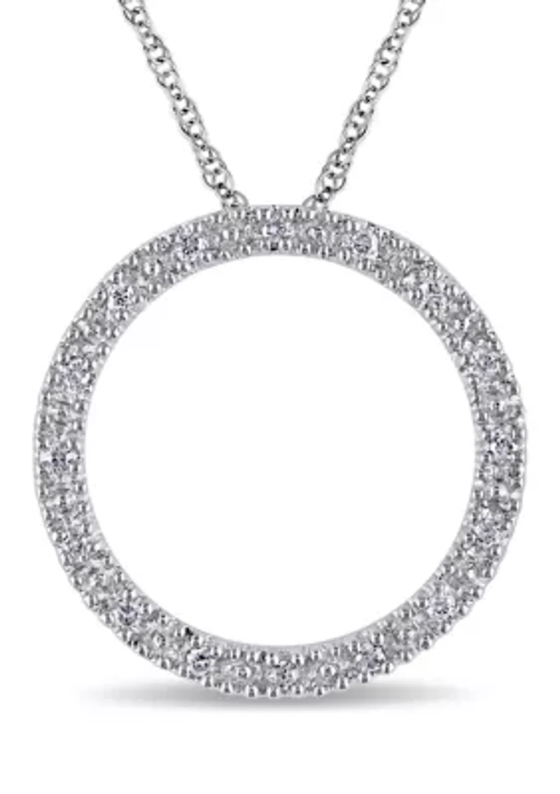 1/10 ct. t.w. Diamond Circle Of Life Pendant with Chain in 10k White Gold