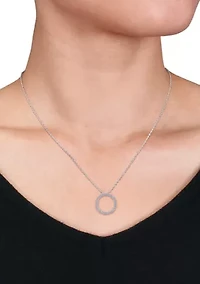 1/10 ct. t.w. Diamond Circle Of Life Pendant with Chain in 10k White Gold