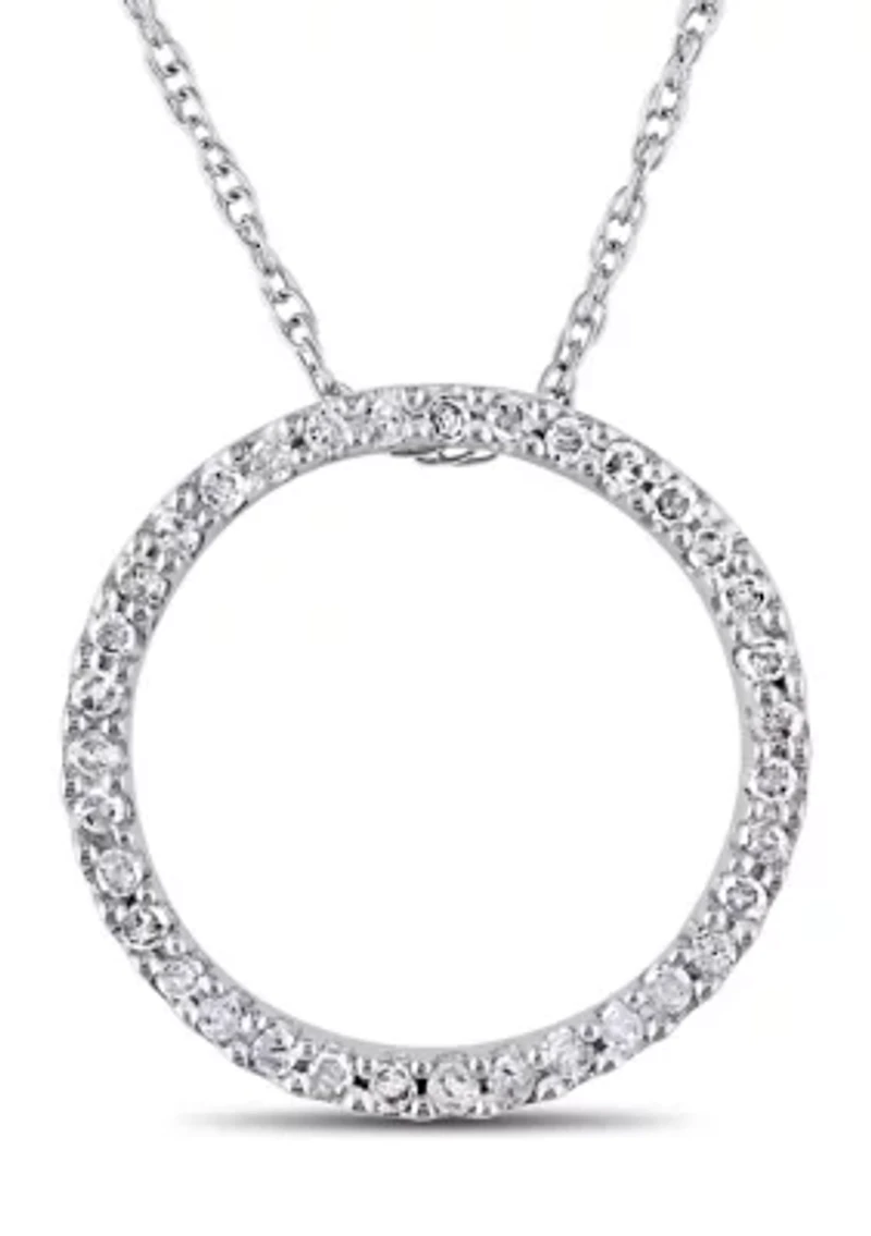 1/8 ct. t.w. Diamond Circle Pendant with Chain in 10k White Gold
