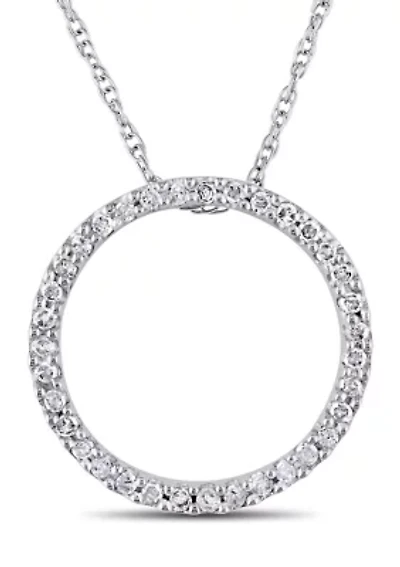 1/8 ct. t.w. Diamond Circle Pendant with Chain in 10k White Gold