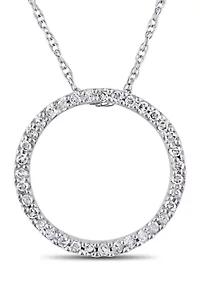 1/8 ct. t.w. Diamond Circle Pendant with Chain in 10k White Gold