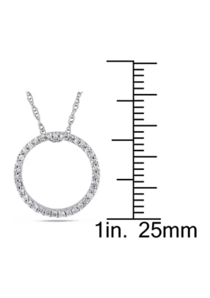 1/8 ct. t.w. Diamond Circle Pendant with Chain in 10k White Gold