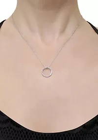 1/8 ct. t.w. Diamond Circle Pendant with Chain in 10k White Gold