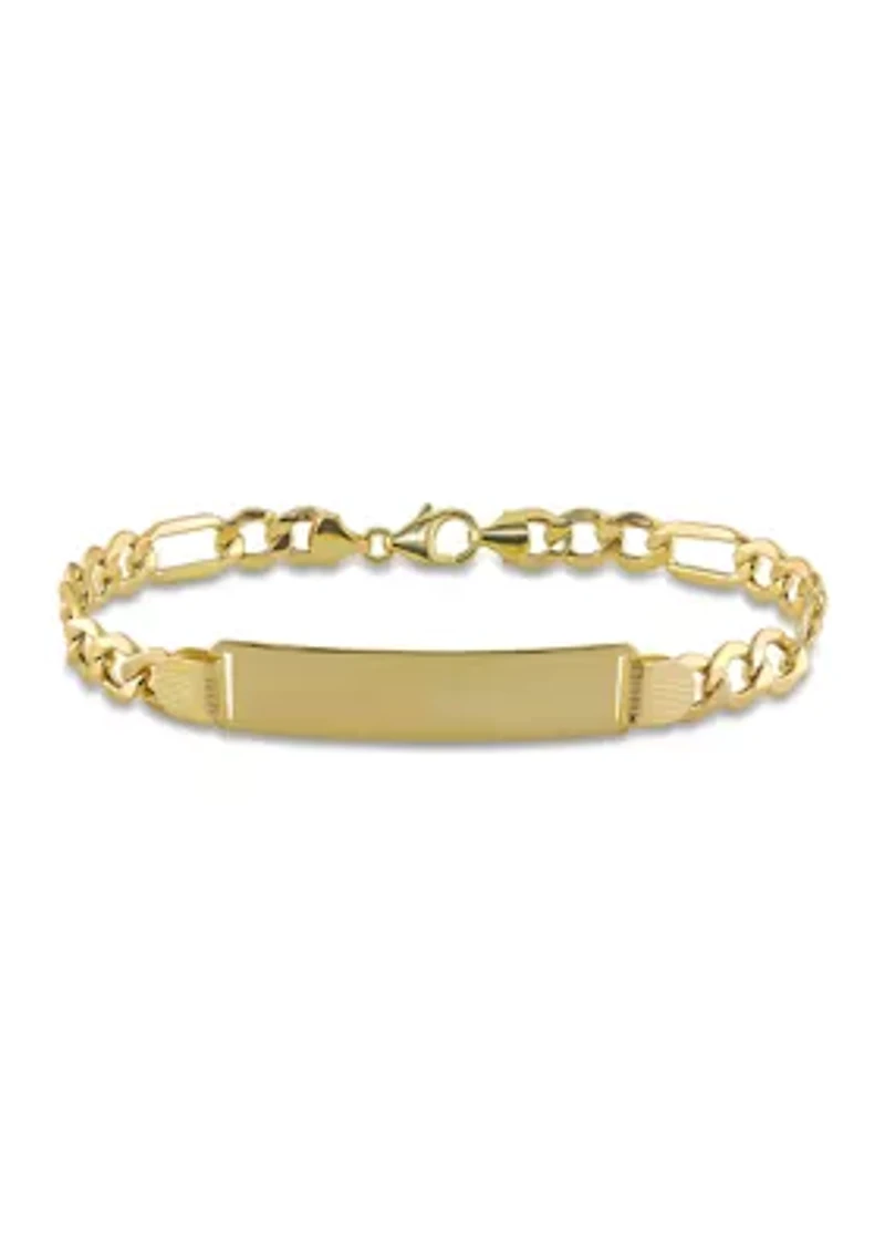 Men's Engravable Figaro Link ID Bracelet in 10k Yellow Gold (8 mm/8 in)