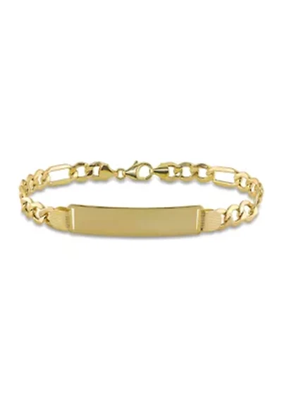 Men's Engravable Figaro Link ID Bracelet in 10k Yellow Gold (8 mm/8 in)