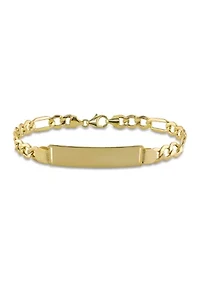 Men's Engravable Figaro Link ID Bracelet in 10k Yellow Gold (8 mm/8 in)