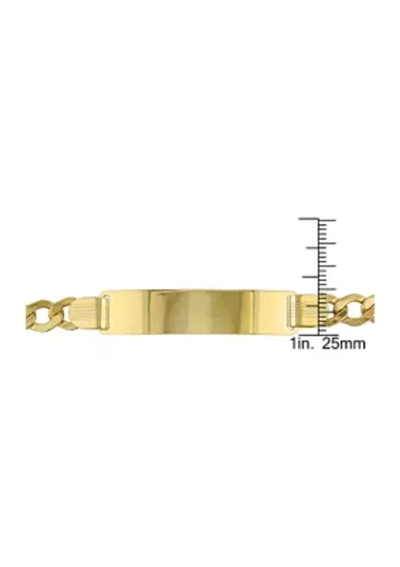 Men's Engravable Figaro Link ID Bracelet in 10k Yellow Gold (8 mm/8 in)
