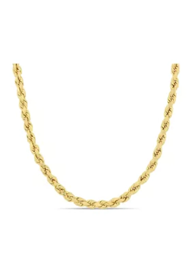 22 Inch Rope Chain Necklace in 14k Yellow Gold (4mm)