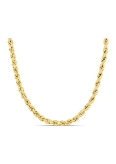 22 Inch Rope Chain Necklace in 14k Yellow Gold (4mm)