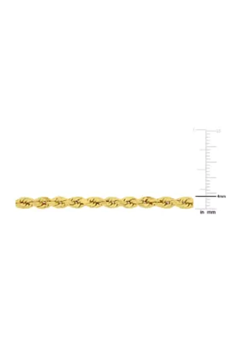 22 Inch Rope Chain Necklace in 14k Yellow Gold (4mm)