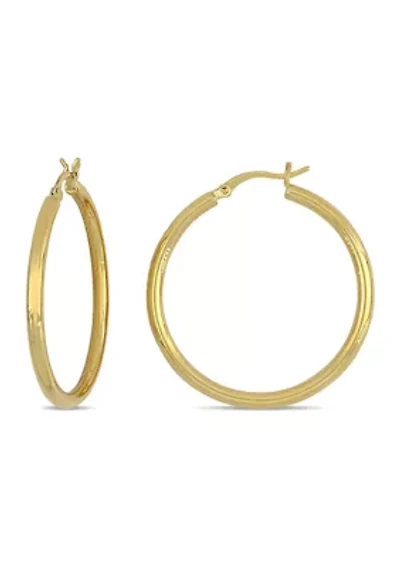 35 Millimeter Flat Hoop Earrings in 10k Yellow Gold