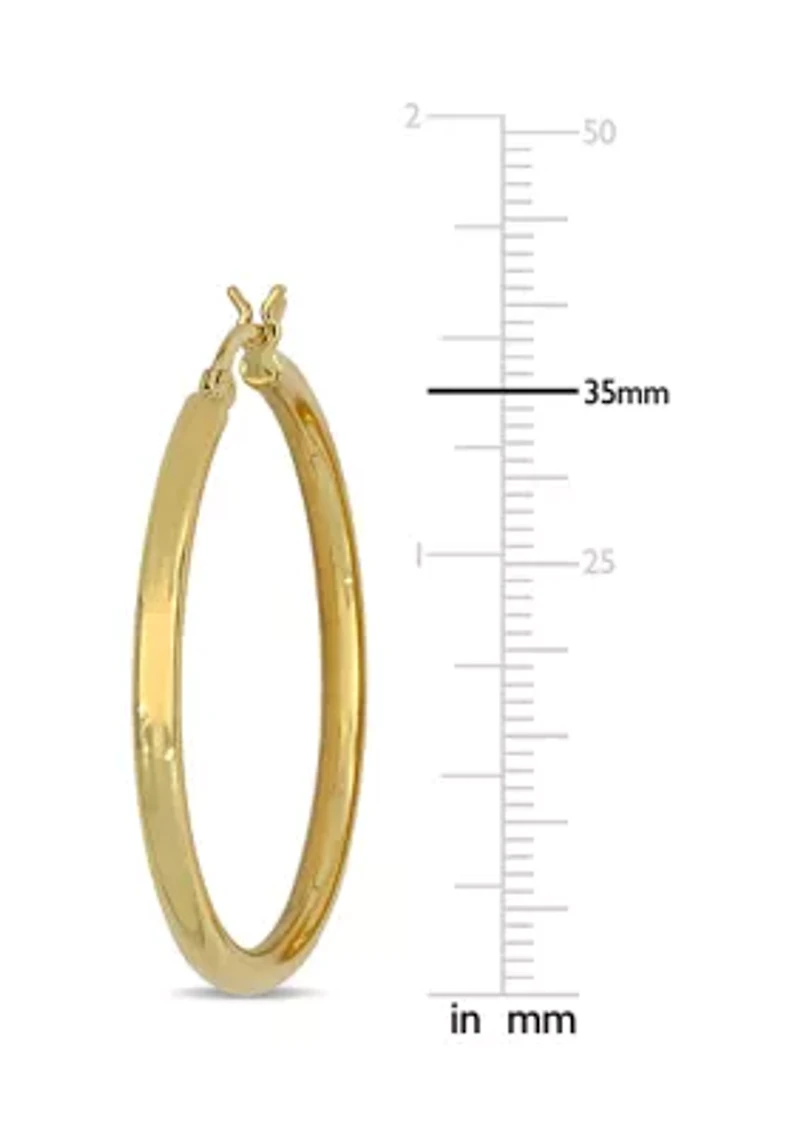 35 Millimeter Flat Hoop Earrings in 10k Yellow Gold