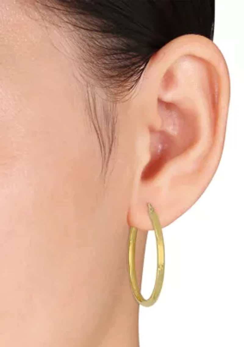 35 Millimeter Flat Hoop Earrings in 10k Yellow Gold