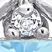 Blue Topaz and White Topaz Pendant with Chain in Sterling Silver