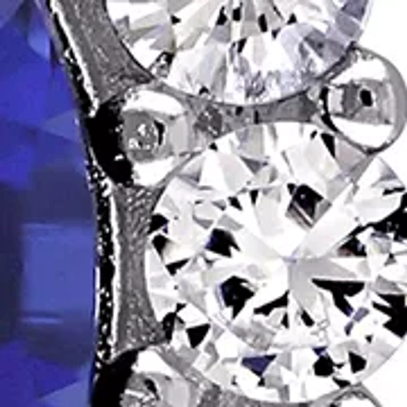 8 ct. t.w. Created Blue and White Sapphire Diamond Accent Earrings in Sterling Silver