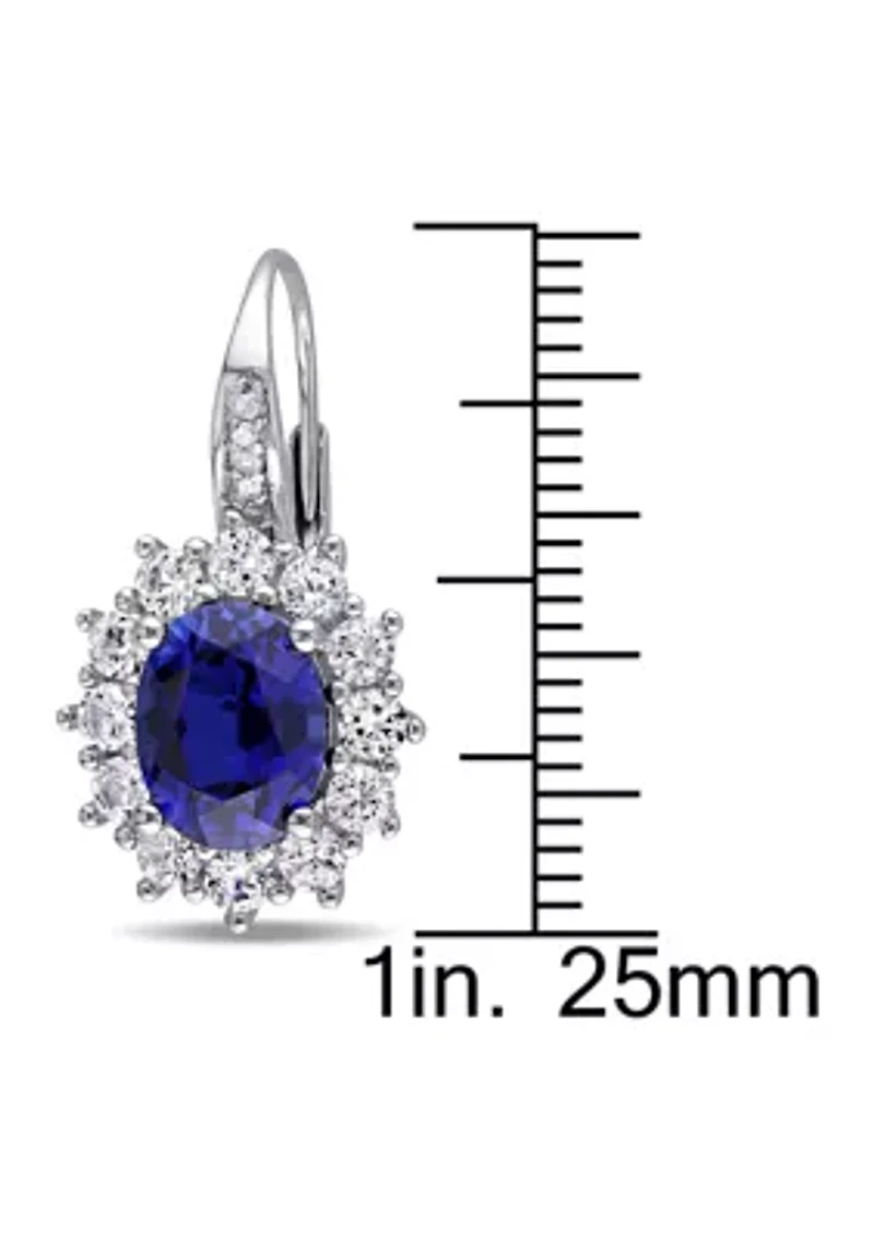 8 ct. t.w. Created Blue and White Sapphire Diamond Accent Earrings in Sterling Silver