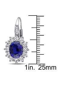8 ct. t.w. Created Blue and White Sapphire Diamond Accent Earrings in Sterling Silver