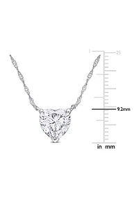 2 ct. t.w. Created Moissanite Heart Solitaire Pendant with Chain in 10K White Gold