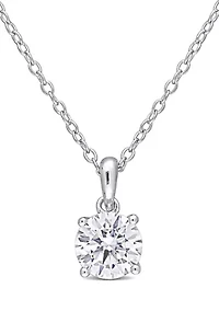 1 ct. t.w. Created Moissanite Solitaire Pendant with Chain in Sterling Silver