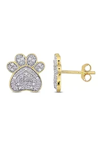 1/5 CT TW Diamond Dog Paw Stud Earrings in 10k Yellow Gold
