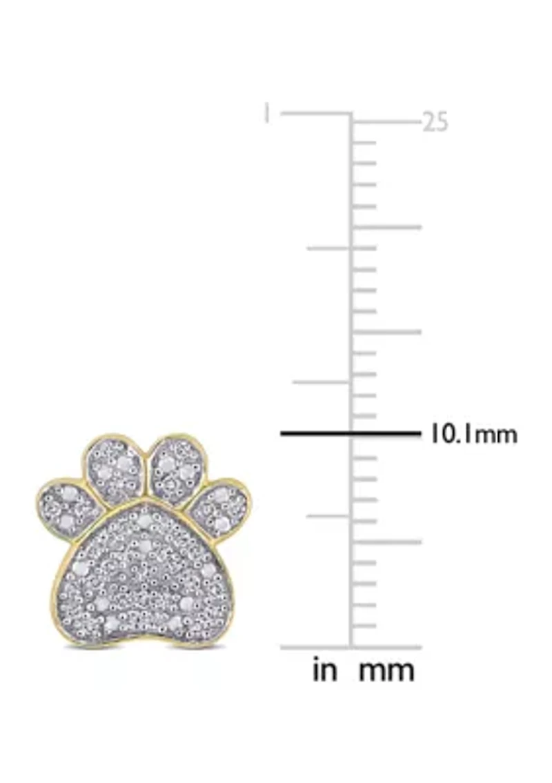 1/5 CT TW Diamond Dog Paw Stud Earrings in 10k Yellow Gold
