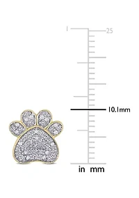 1/5 CT TW Diamond Dog Paw Stud Earrings in 10k Yellow Gold