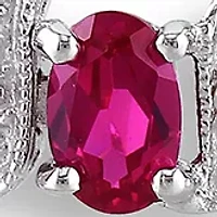 Lab Created 18 ct. t.g.w. Created Ruby and Diamond S-Link Bracelet in Sterling Silver