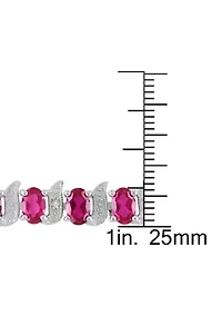 Lab Created 18 ct. t.g.w. Created Ruby and Diamond S-Link Bracelet in Sterling Silver