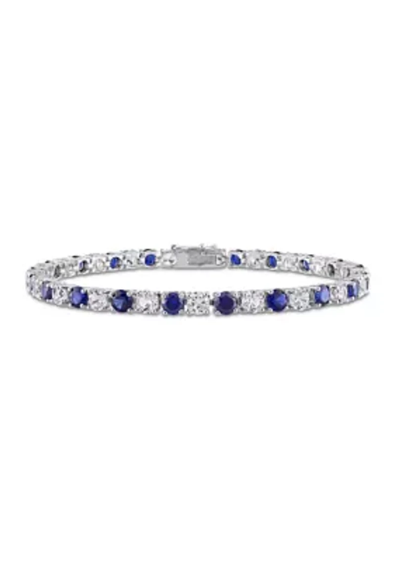 Lab Created 14.24 ct. t.g.w. Created Blue and White Sapphire Bracelet in Sterling Silver