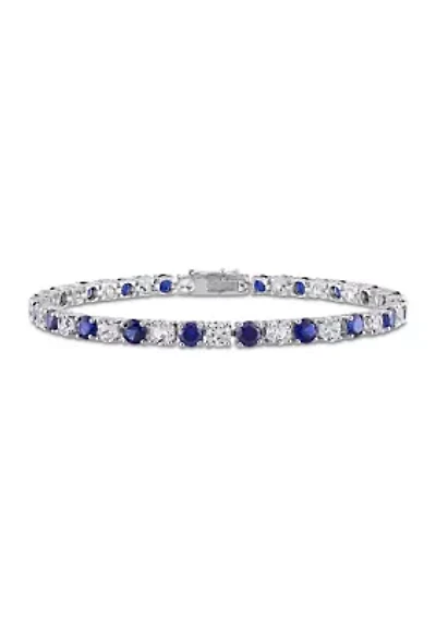 Lab Created 14.24 ct. t.g.w. Created Blue and White Sapphire Bracelet in Sterling Silver