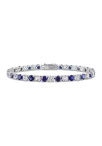 Lab Created 14.24 ct. t.g.w. Created Blue and White Sapphire Bracelet in Sterling Silver