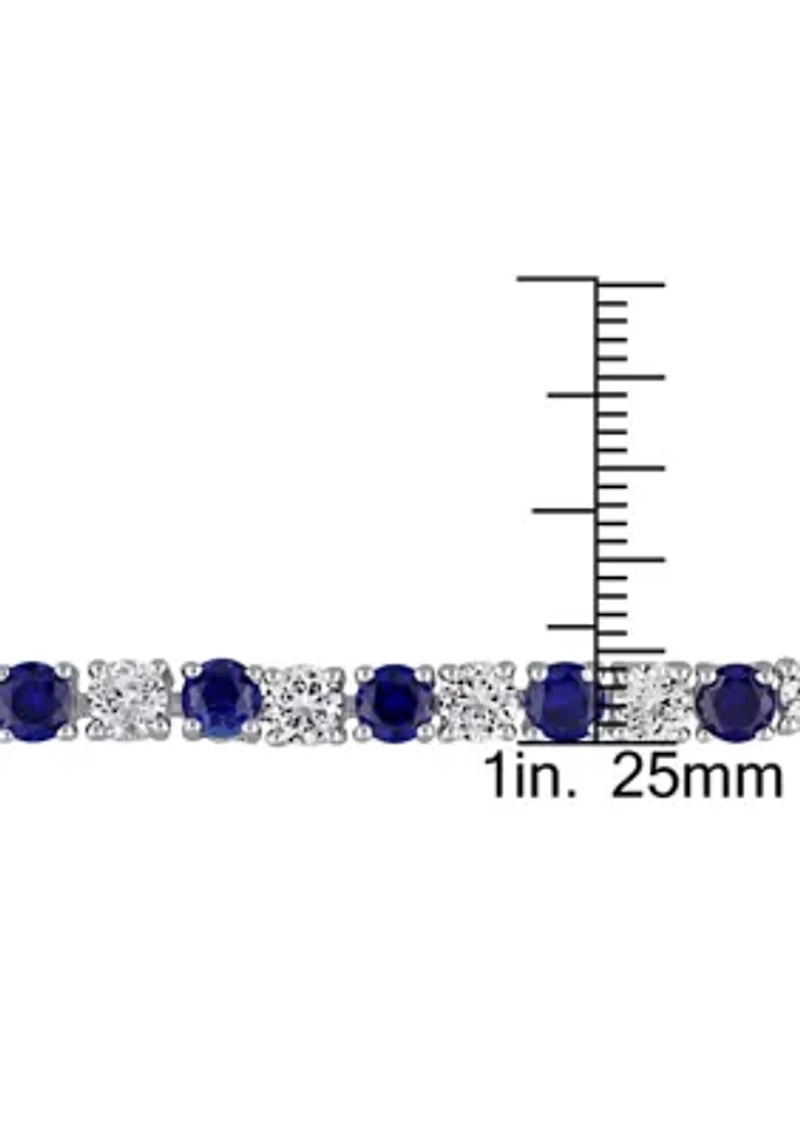 Lab Created 14.24 ct. t.g.w. Created Blue and White Sapphire Bracelet in Sterling Silver