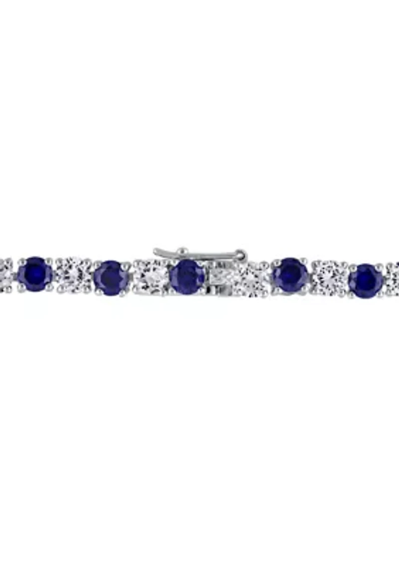 Lab Created 14.24 ct. t.g.w. Created Blue and White Sapphire Bracelet in Sterling Silver