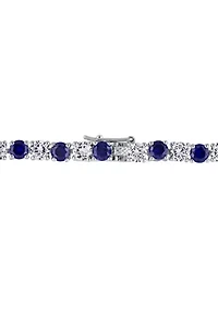 Lab Created 14.24 ct. t.g.w. Created Blue and White Sapphire Bracelet in Sterling Silver