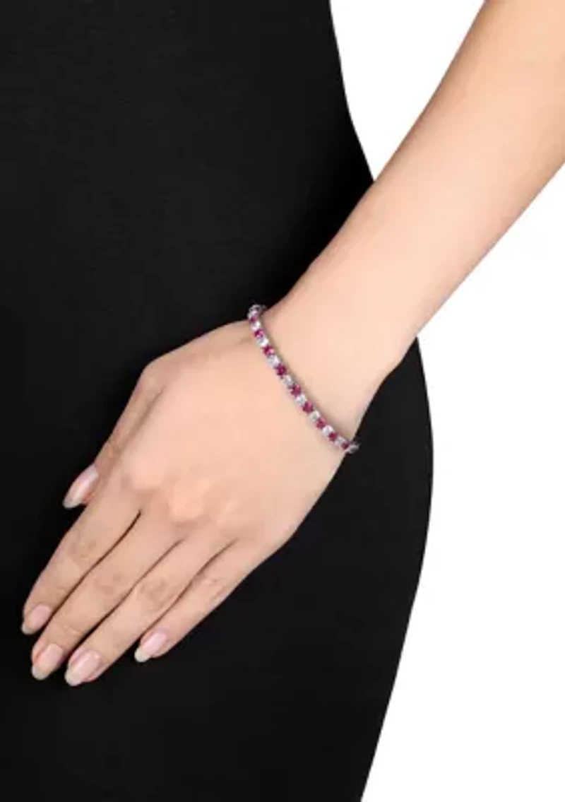 Created Gemstone Bracelet Sterling Silver