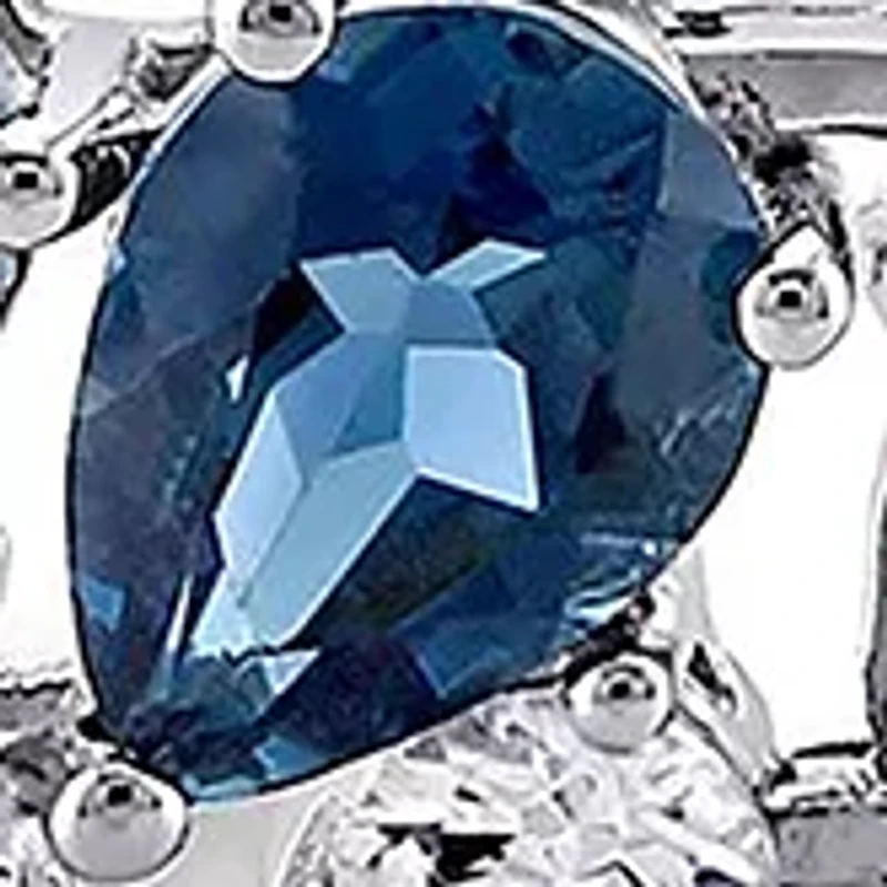 Lab Created 33.30 ct. t.g.w. London and Swiss Blue Topaz and Created White Sapphire Teardrop Bracelet in Sterling Silver