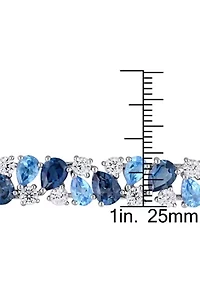 Lab Created 33.30 ct. t.g.w. London and Swiss Blue Topaz and Created White Sapphire Teardrop Bracelet in Sterling Silver