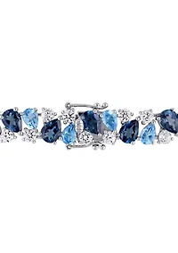 Lab Created 33.30 ct. t.g.w. London and Swiss Blue Topaz and Created White Sapphire Teardrop Bracelet in Sterling Silver