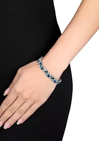 Lab Created 33.30 ct. t.g.w. London and Swiss Blue Topaz and Created White Sapphire Teardrop Bracelet in Sterling Silver