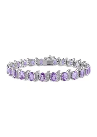 9.60 ct. t.g.w. Amethyst and Diamond Accent Bracelet in Sterling Silver