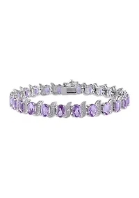 9.60 ct. t.g.w. Amethyst and Diamond Accent Bracelet in Sterling Silver