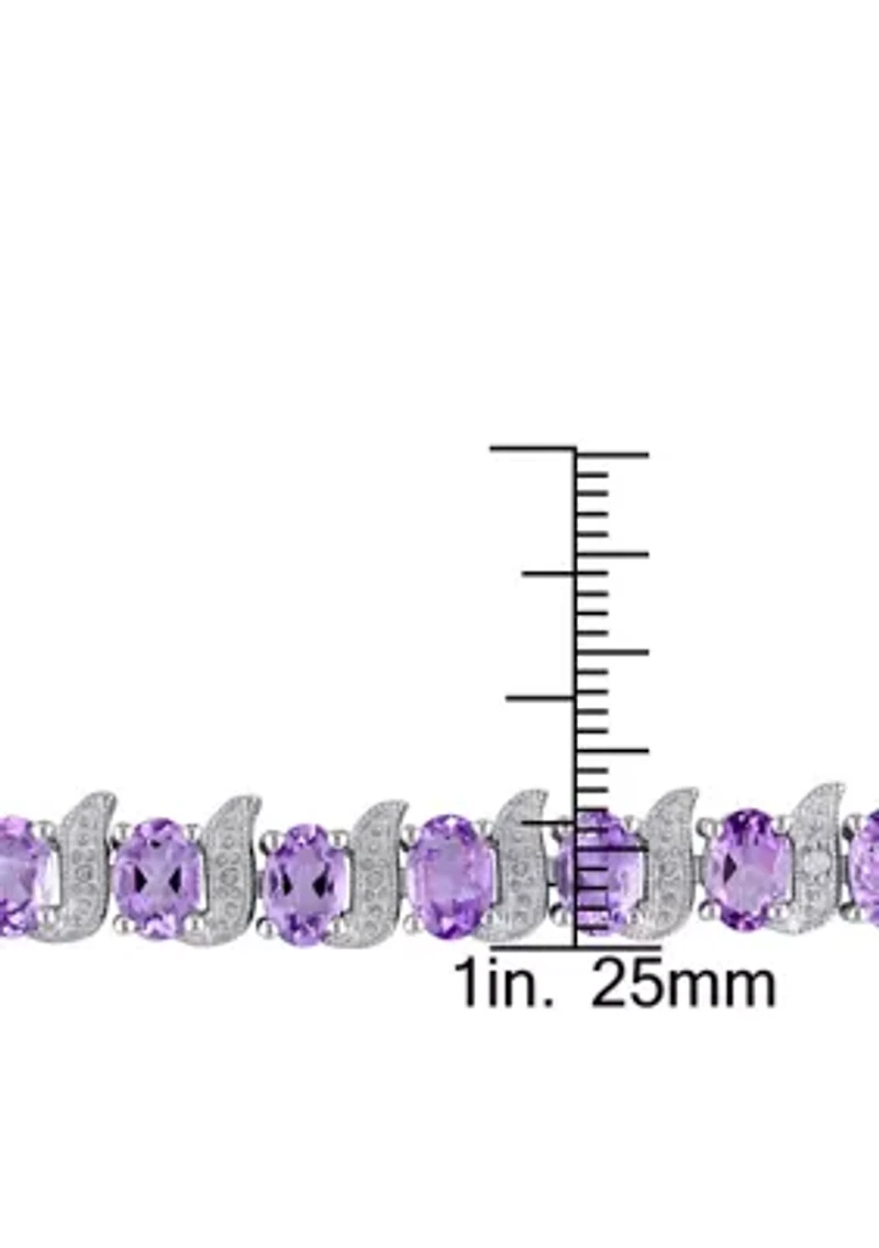 9.60 ct. t.g.w. Amethyst and Diamond Accent Bracelet in Sterling Silver