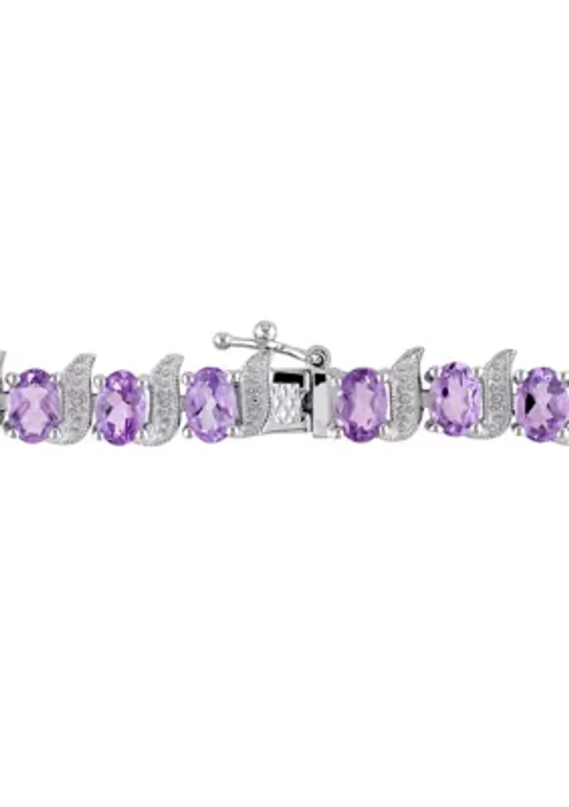 9.60 ct. t.g.w. Amethyst and Diamond Accent Bracelet in Sterling Silver