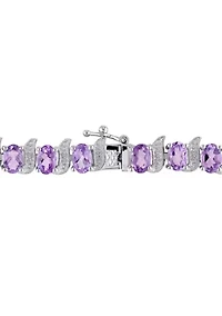 9.60 ct. t.g.w. Amethyst and Diamond Accent Bracelet in Sterling Silver