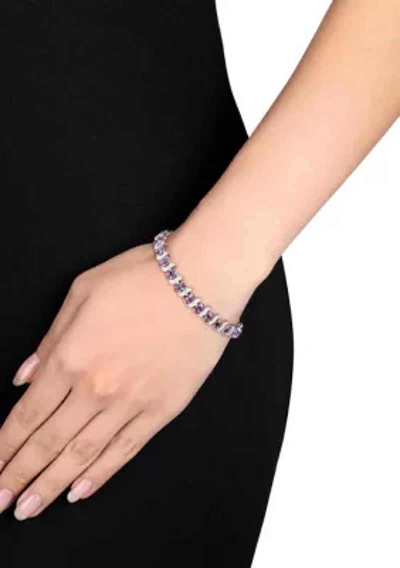 9.60 ct. t.g.w. Amethyst and Diamond Accent Bracelet in Sterling Silver