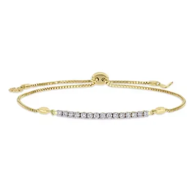1/3 ct. t.w. Diamond Bar Adjustable Bolo Bracelet in 14K Yellow Gold