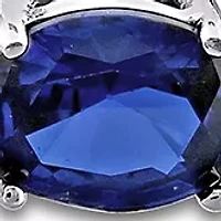 Lab Created 32 CT TGW Oval Created Blue and White Sapphire Bracelet in Sterling Silver