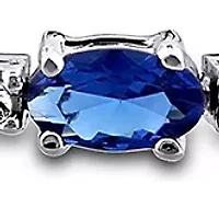 Lab Created 6.72 ct. t.g.w. Created Blue and White Sapphire Station Bracelet in Sterling Silver