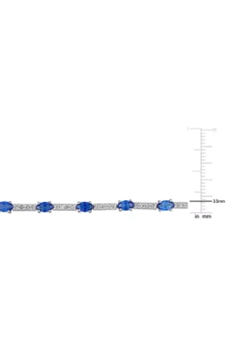 Lab Created 6.72 ct. t.g.w. Created Blue and White Sapphire Station Bracelet in Sterling Silver